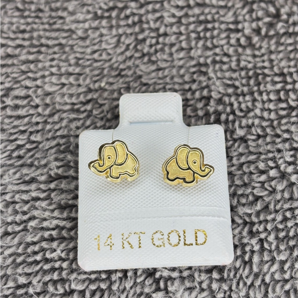 Gold Elephant Stud Earrings For Kids